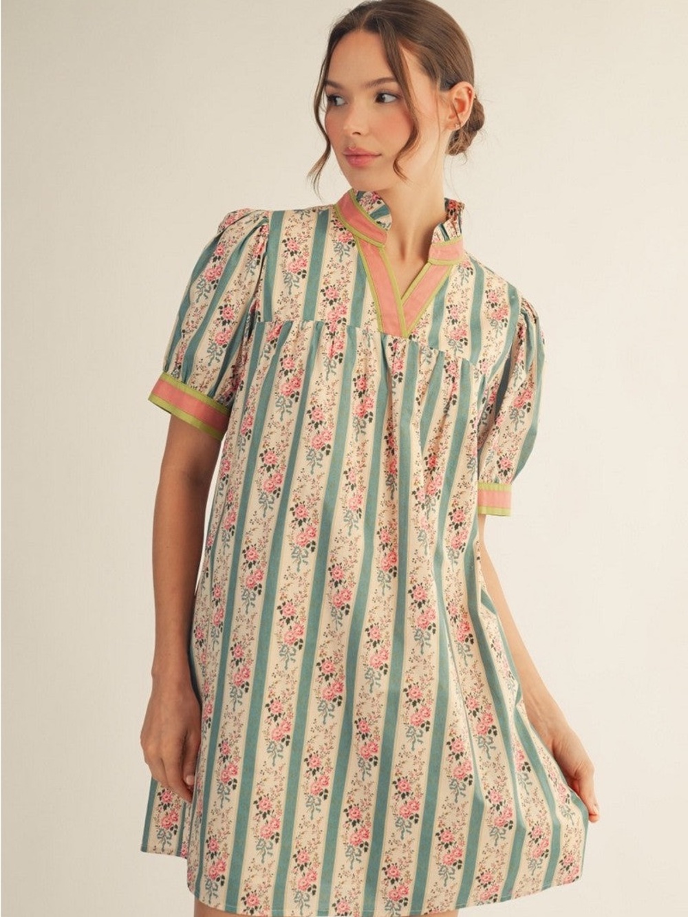 NWOT TUCKERNUCK Inspired Jodifl Floral Stripes Tunic Mini Dress